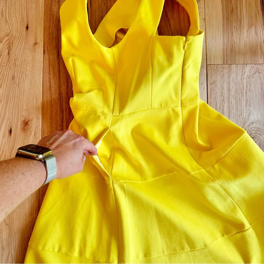 Banana Republic Ponte Cross-back Fit-and-Flare Dress in Tuscan Sun Sz 2 NWT - Picture 12 of 16